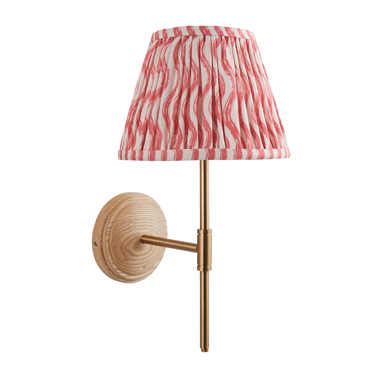 Wood T Bar & Ripple 20cm Coral pink shade - Comet Lighting