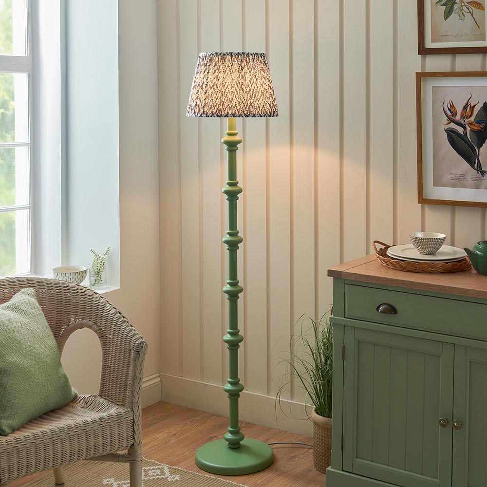 Wooden Green Carnaby & Leaf 35cm Pearl grey shade - Comet Lighting