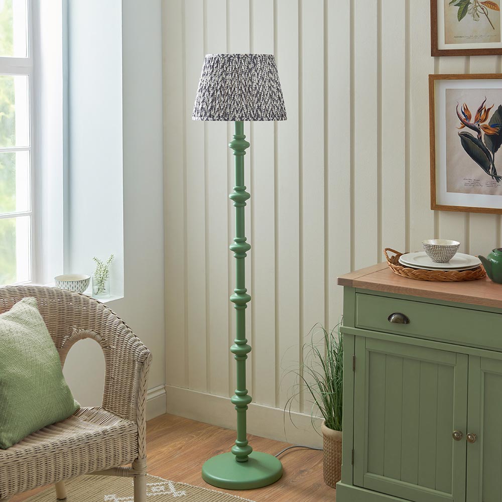 Wooden Green Carnaby & Leaf 35cm Pearl grey shade - Comet Lighting