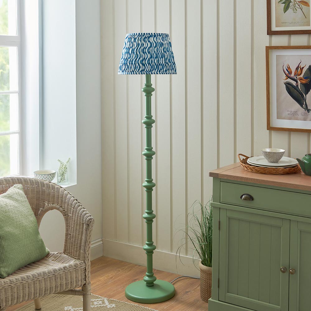 Wooden Green Carnaby & Ripple 35cm Marlin blue shade - Comet Lighting