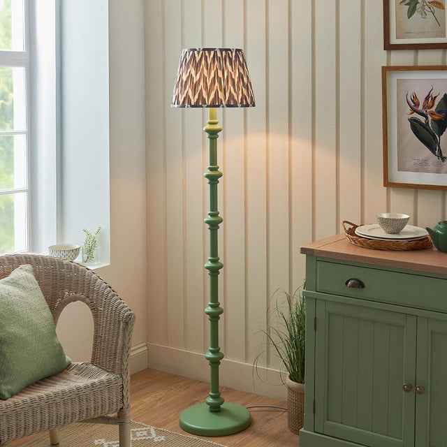 Wooden Green Carnaby & Zigzag 35cm Pearl grey shade - Comet Lighting