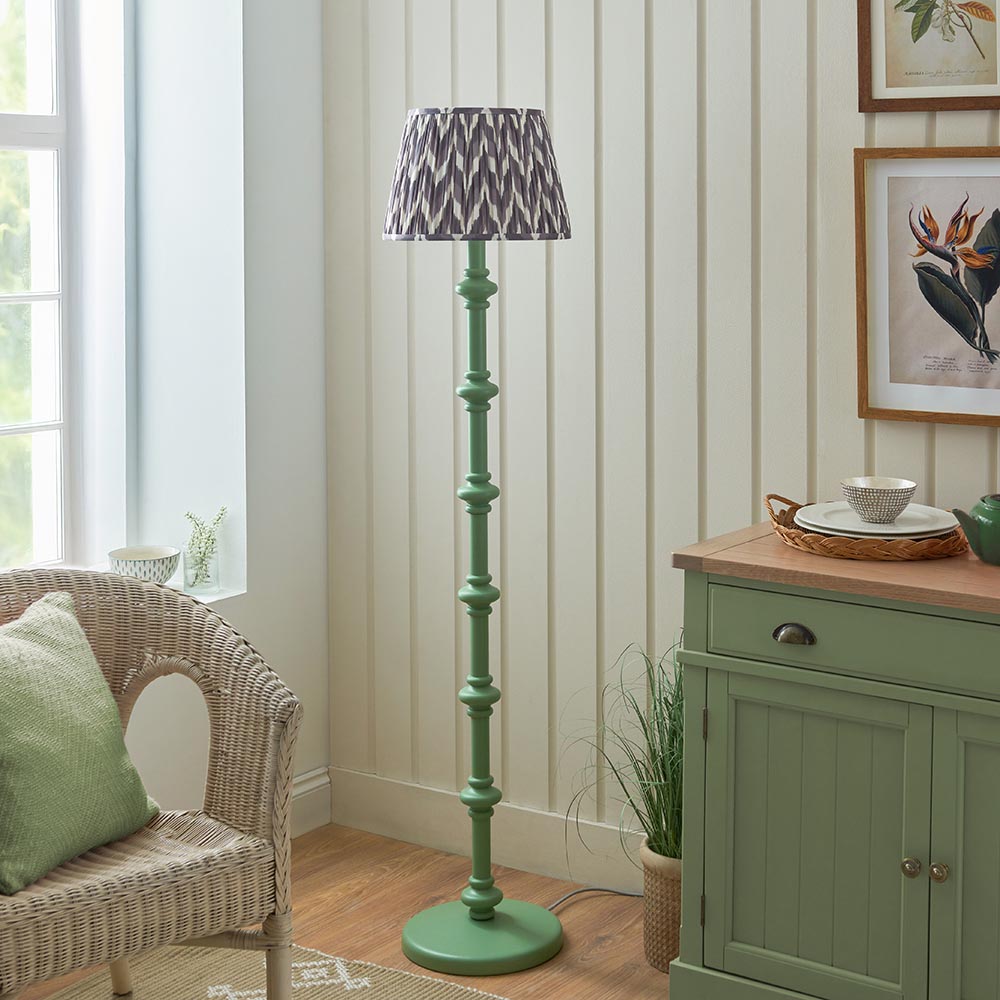 Wooden Green Carnaby & Zigzag 35cm Pearl grey shade - Comet Lighting