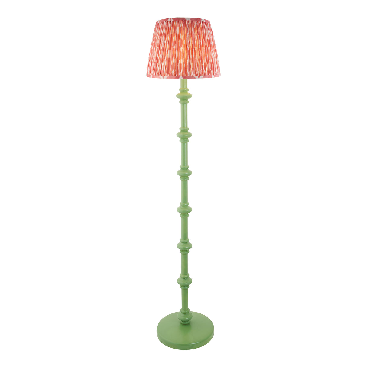 Wooden Green Carnaby & Ikat 35cm Coral pink shade - Comet Lighting