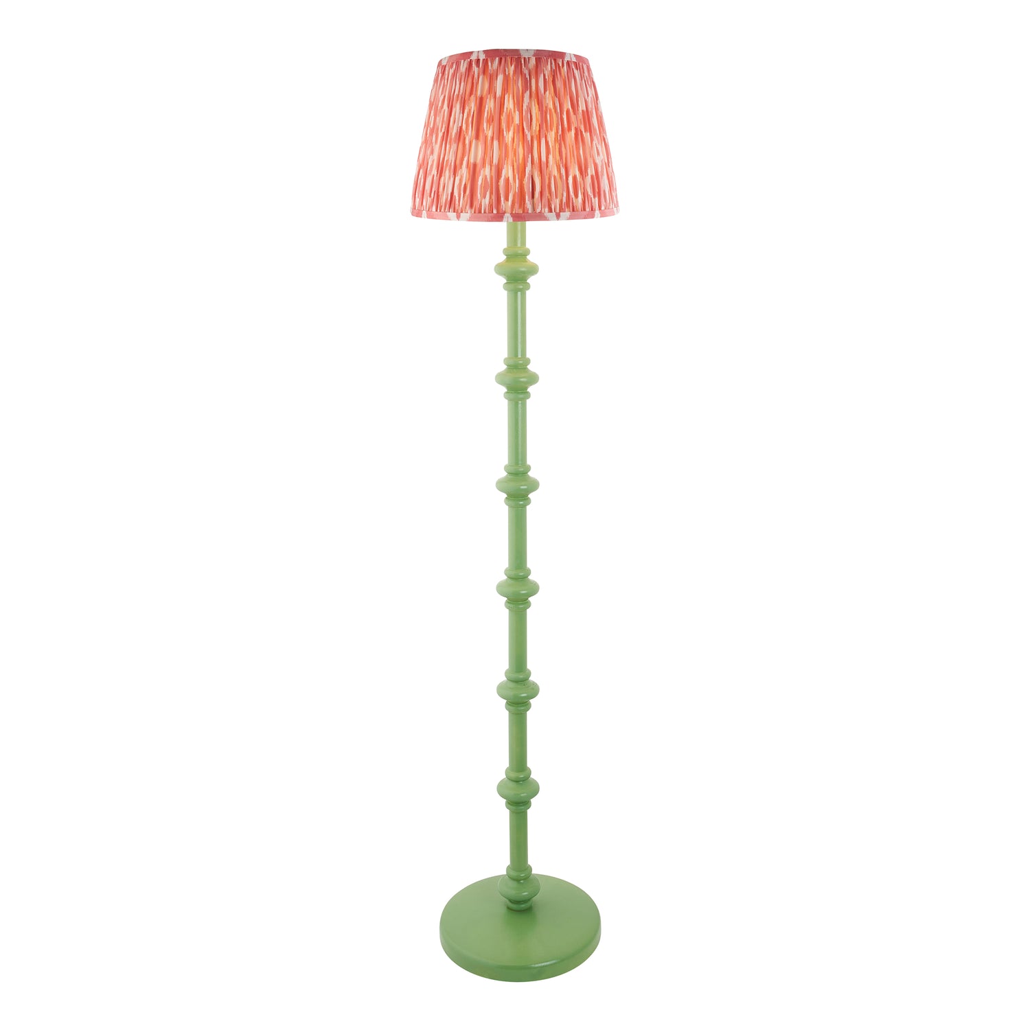 Wooden Green Carnaby & Ikat 35cm Coral pink shade - Comet Lighting