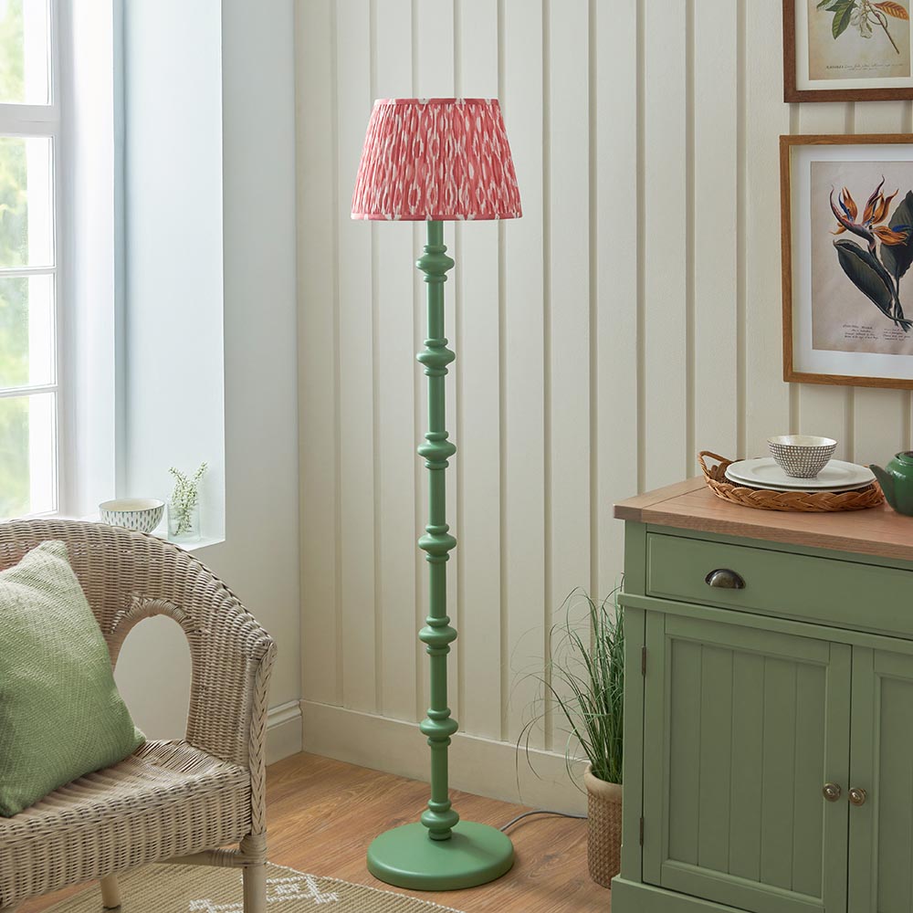 Wooden Green Carnaby & Ikat 35cm Coral pink shade - Comet Lighting