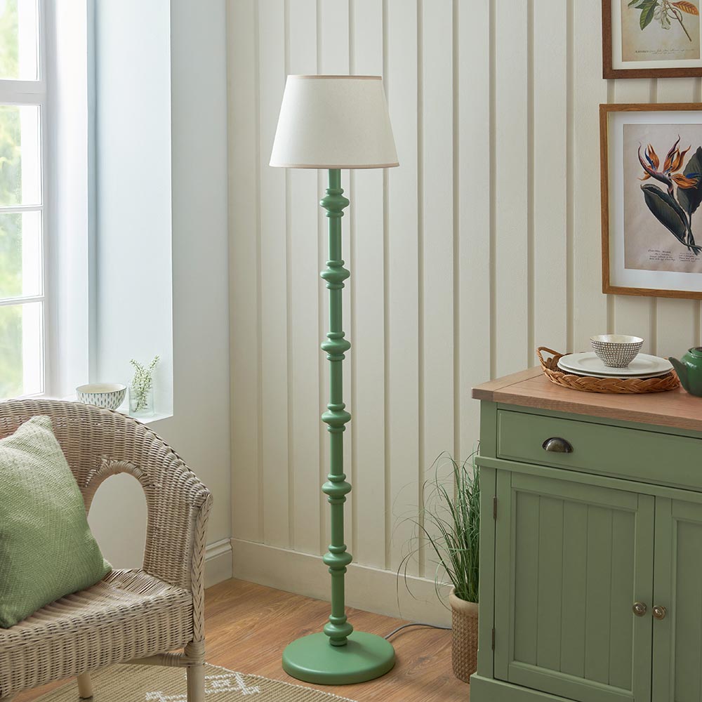 Wooden Green Carnaby & Ivy 35cm Vintage white shade - Comet Lighting