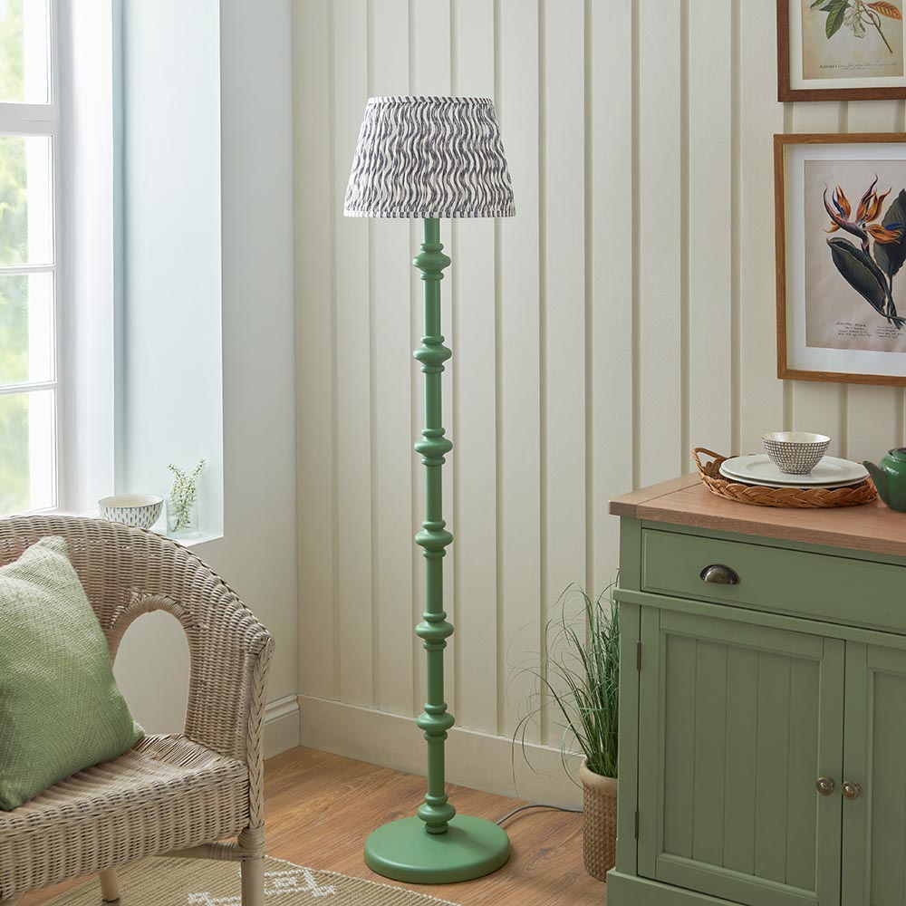Wooden Green Carnaby & Ripple 35cm Pearl grey shade - Comet Lighting