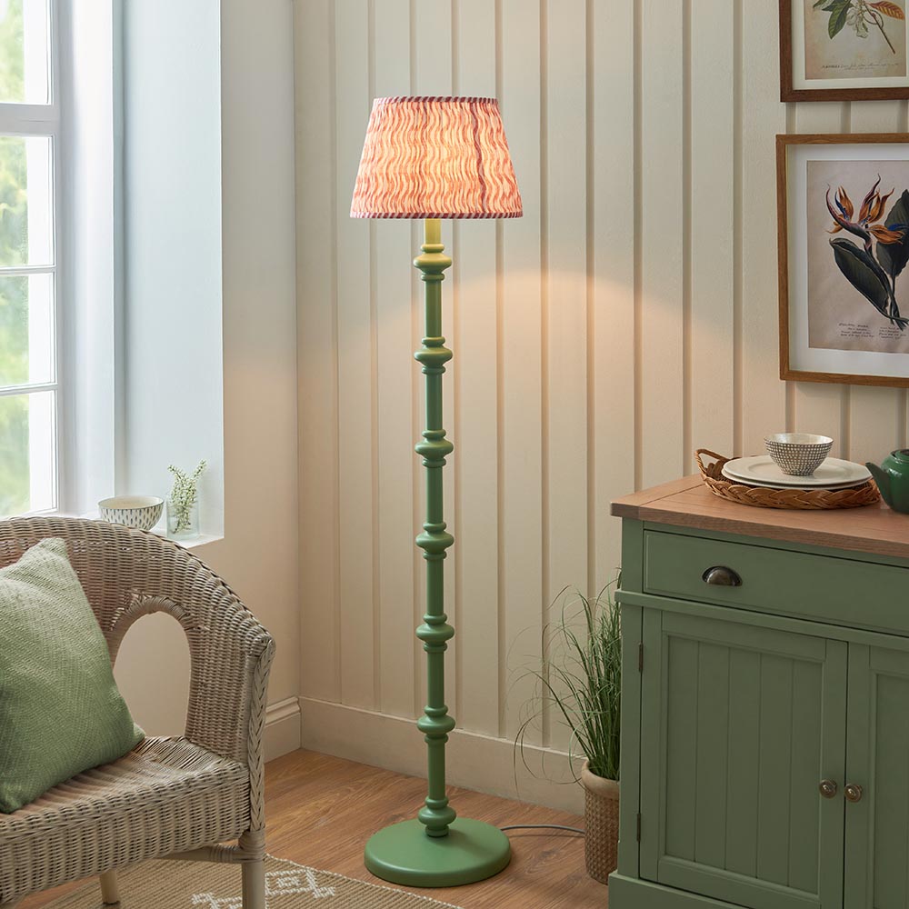 Wooden Green Carnaby & Ripple 35cm Coral pink shade - Comet Lighting