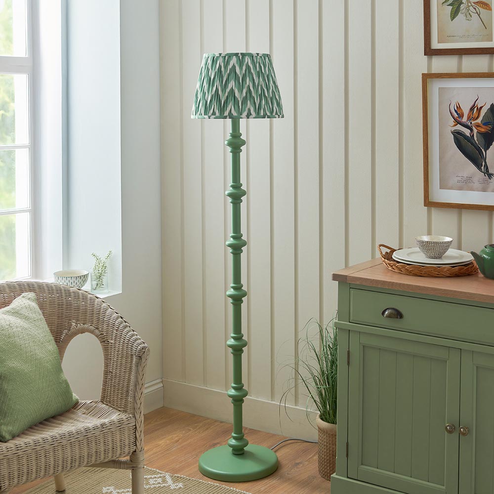 Wooden Green Carnaby & Zigzag 35cm Cotswold green shade - Comet Lighting