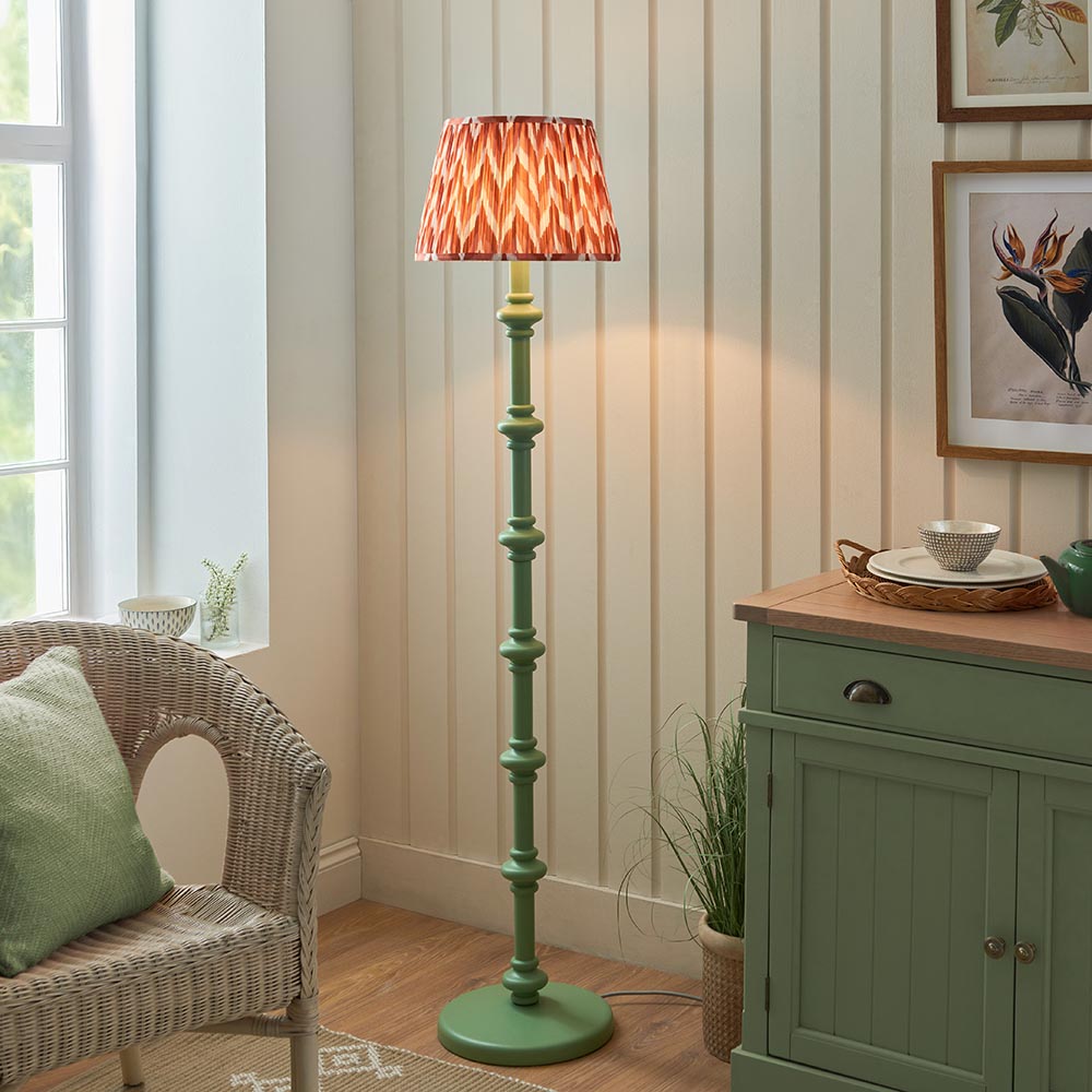 Wooden Green Carnaby & Zigzag 35cm Apricot orange shade - Comet Lighting