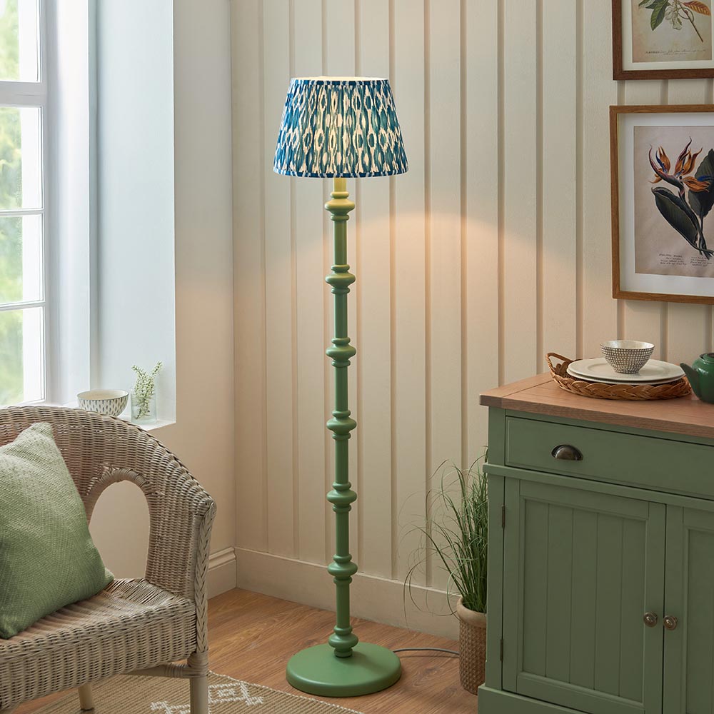Wooden Green Carnaby & Ikat 35cm Marlin blue shade - Comet Lighting