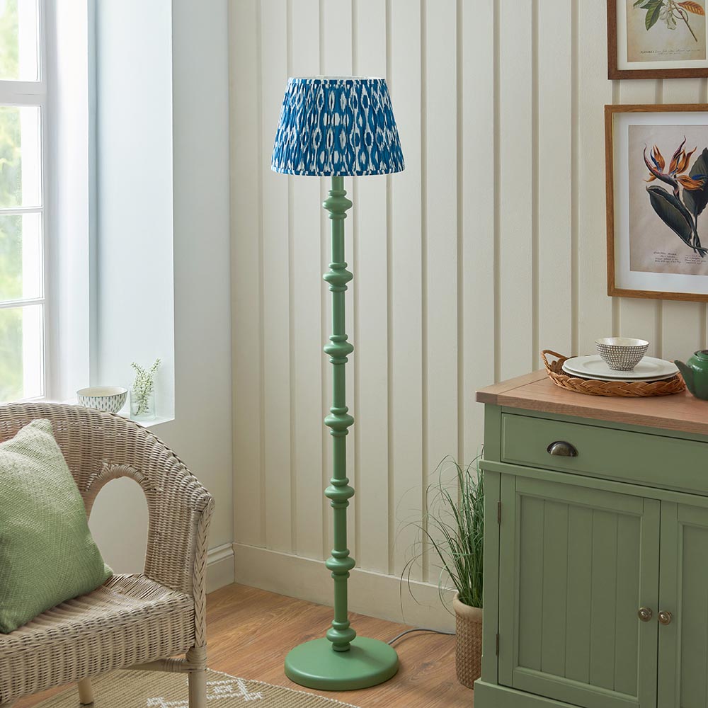 Wooden Green Carnaby & Ikat 35cm Marlin blue shade - Comet Lighting