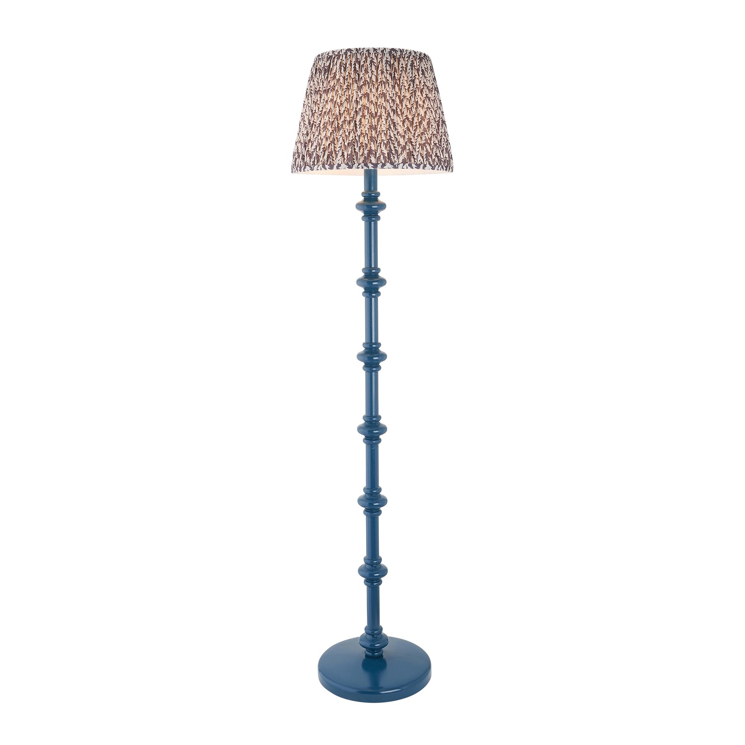 Wooden Blue Carnaby & Leaf 35cm Pearl grey shade - Comet Lighting
