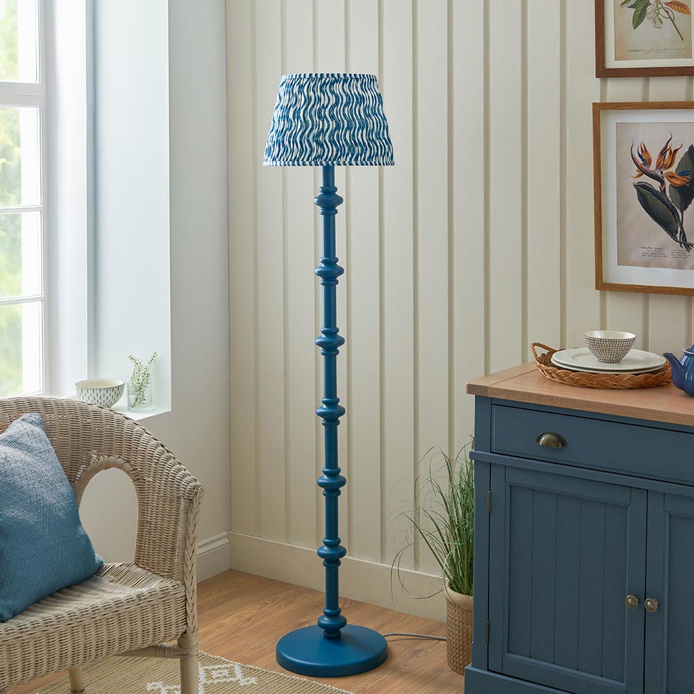 Wooden Blue Carnaby & Ripple 35cm Marlin blue shade - Comet Lighting