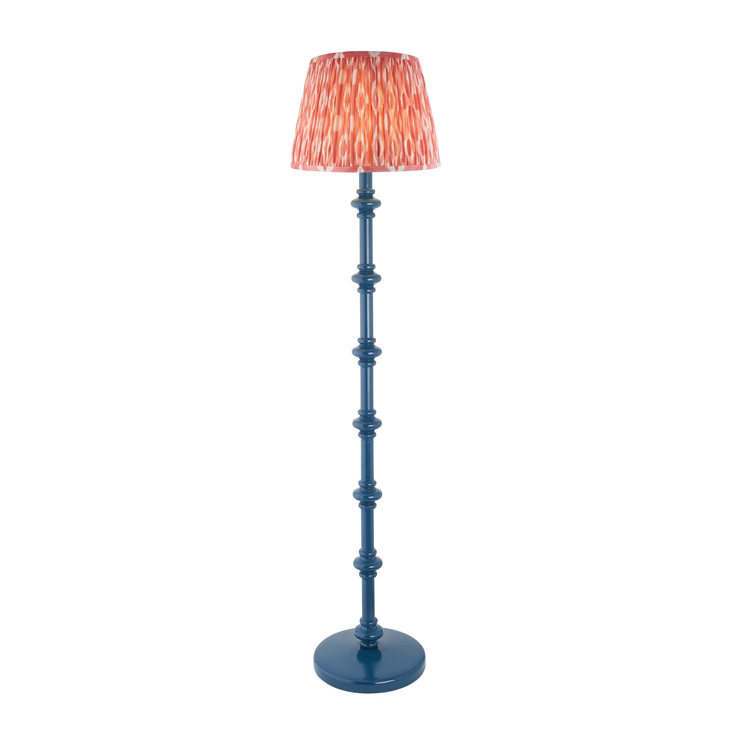 Wooden Blue Carnaby & Ikat 35cm Coral pink shade - Comet Lighting