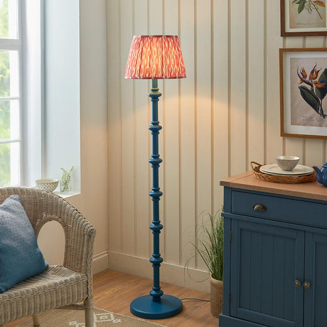 Wooden Blue Carnaby & Ikat 35cm Coral pink shade - Comet Lighting