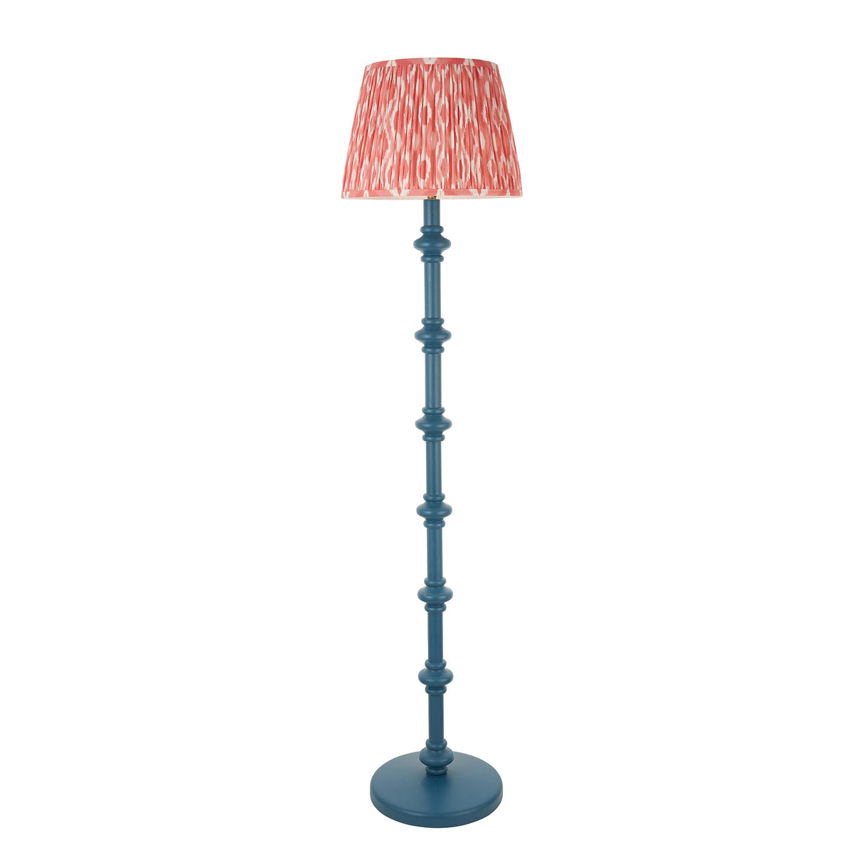 Wooden Blue Carnaby & Ikat 35cm Coral pink shade - Comet Lighting