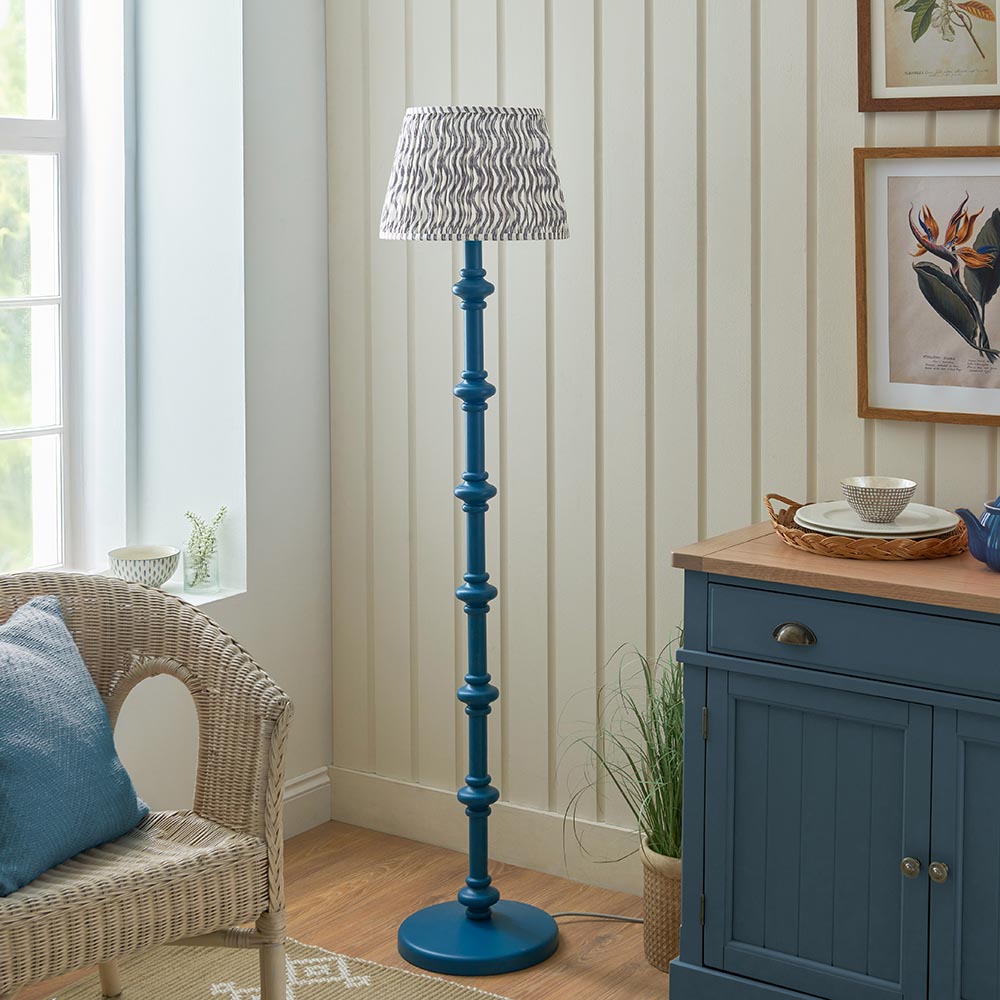 Wooden Blue Carnaby & Ripple 35cm Pearl grey shade - Comet Lighting