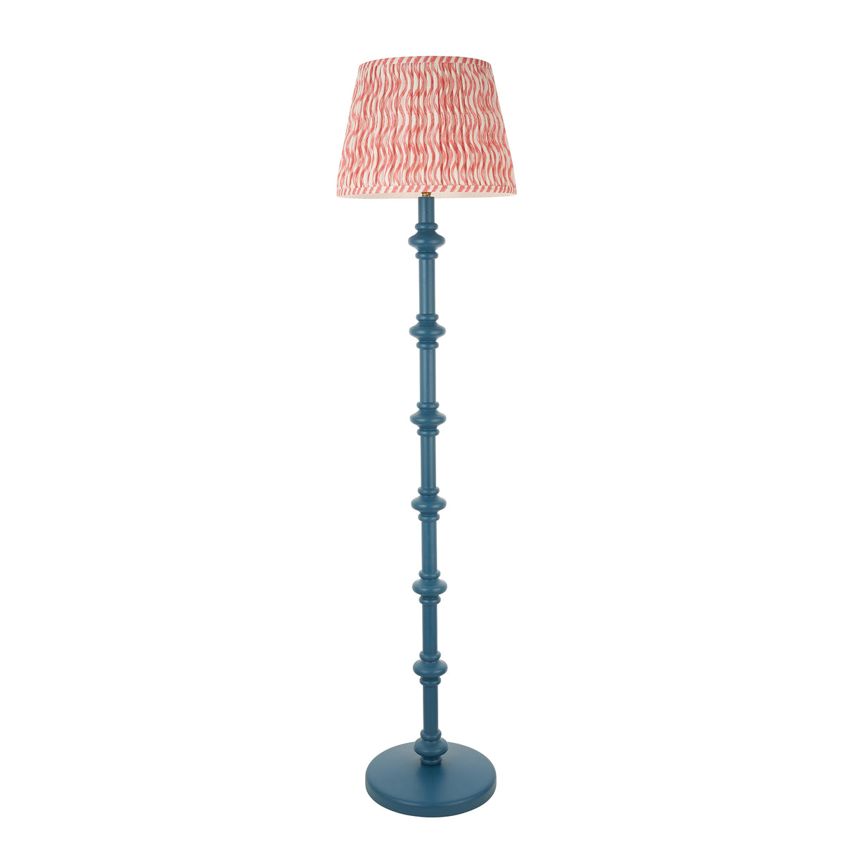 Wooden Blue Carnaby & Ripple 35cm Coral pink shade - Comet Lighting