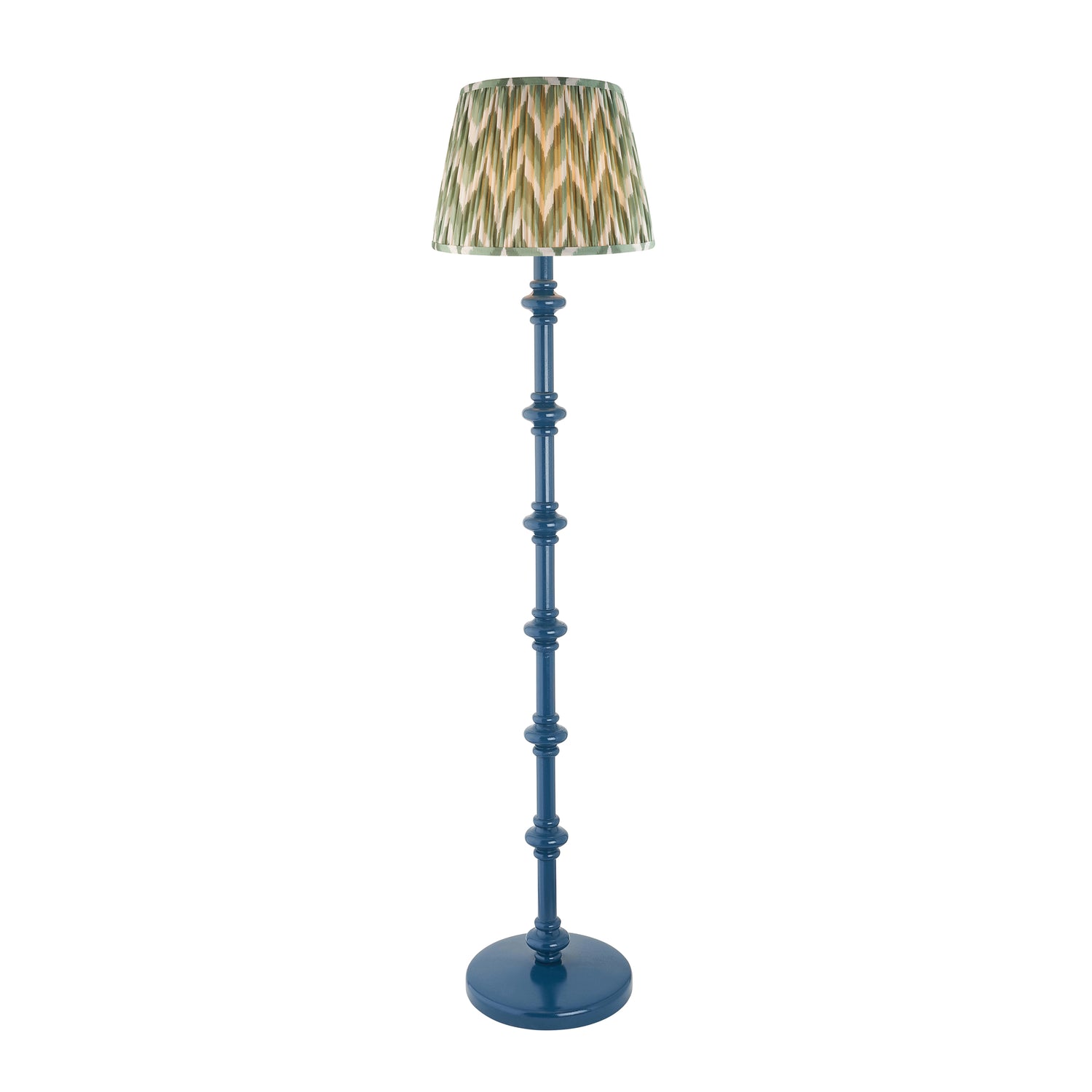 Wooden Blue Carnaby & Zigzag 35cm Cotswold green shade - Comet Lighting