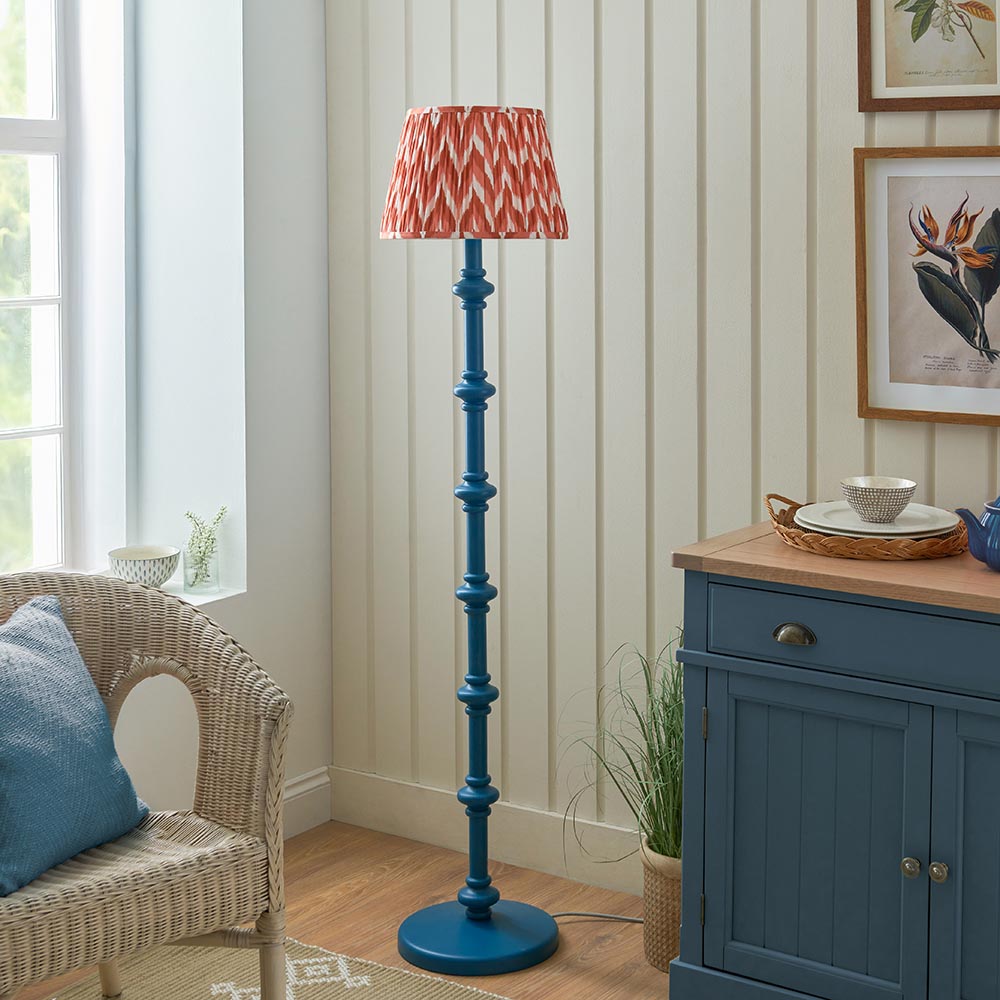 Wooden Blue Carnaby & Zigzag 35cm Apricot orange shade - Comet Lighting