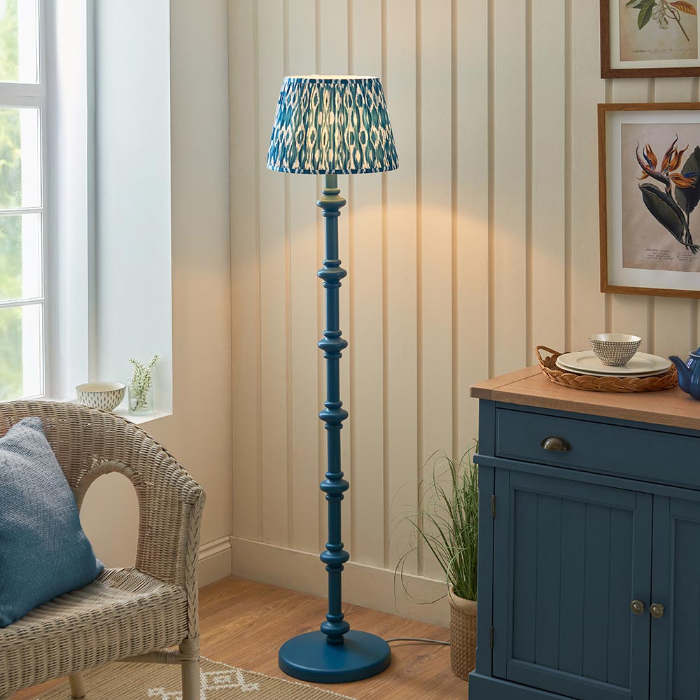 Wooden Blue Carnaby & Ikat 35cm Marlin blue shade - Comet Lighting