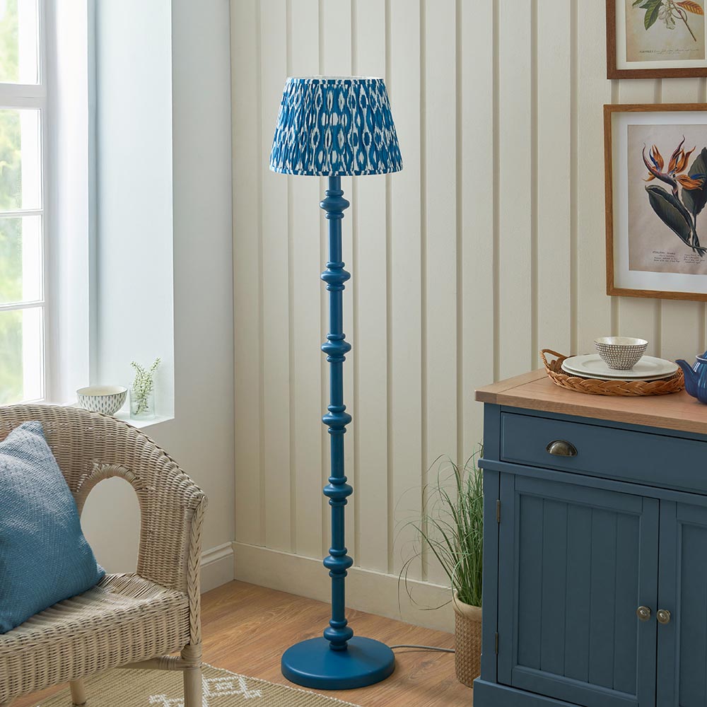 Wooden Blue Carnaby & Ikat 35cm Marlin blue shade - Comet Lighting