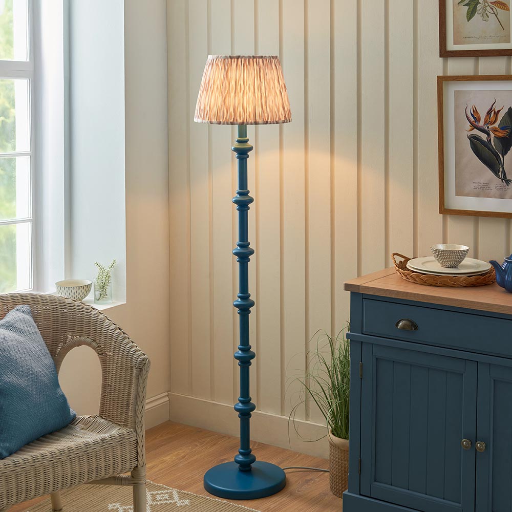 Wooden Blue Carnaby & Ikat 35cm Neutral shade - Comet Lighting