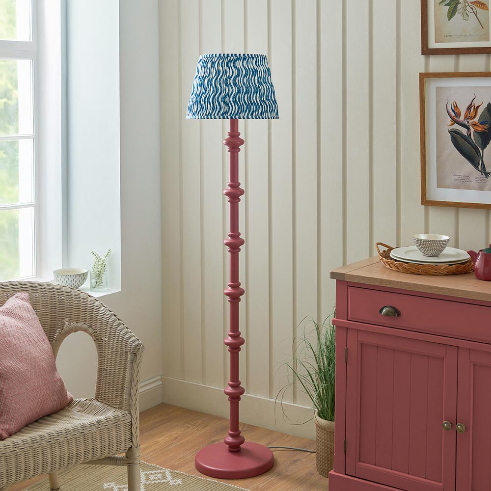 Wooden Pink Carnaby & Ripple 35cm Marlin blue shade - Comet Lighting
