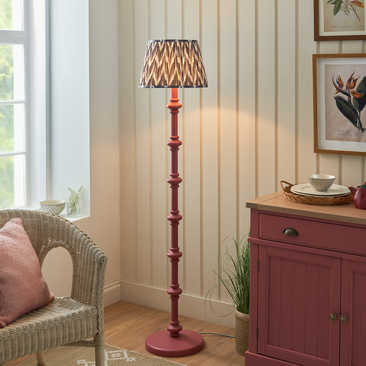 Wooden Pink Carnaby & Zigzag 35cm Pearl grey shade - Comet Lighting