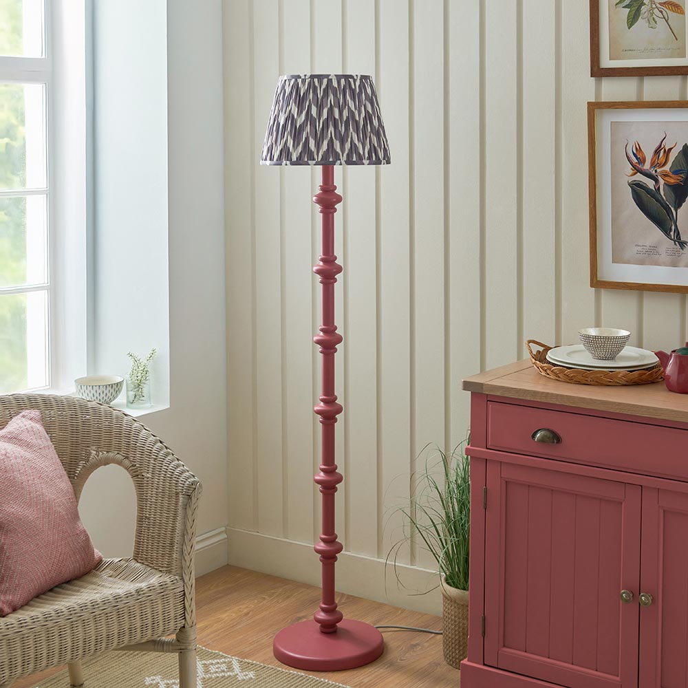 Wooden Pink Carnaby & Zigzag 35cm Pearl grey shade - Comet Lighting