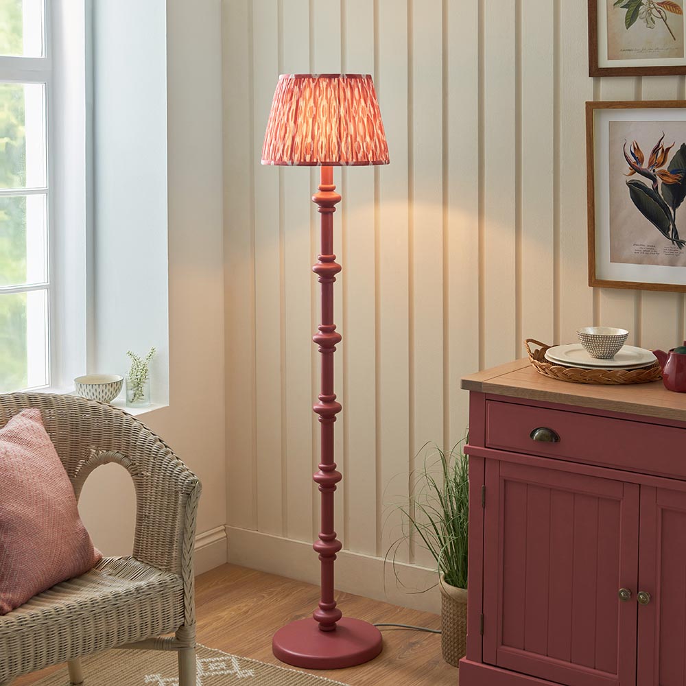 Wooden Pink Carnaby & Ikat 35cm Coral pink shade - Comet Lighting