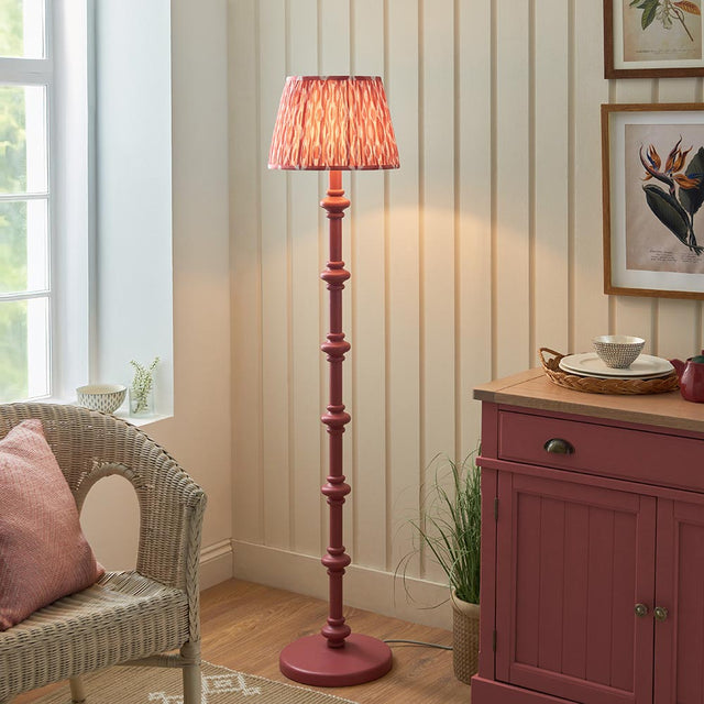 Wooden Pink Carnaby & Ikat 35cm Coral pink shade - Comet Lighting