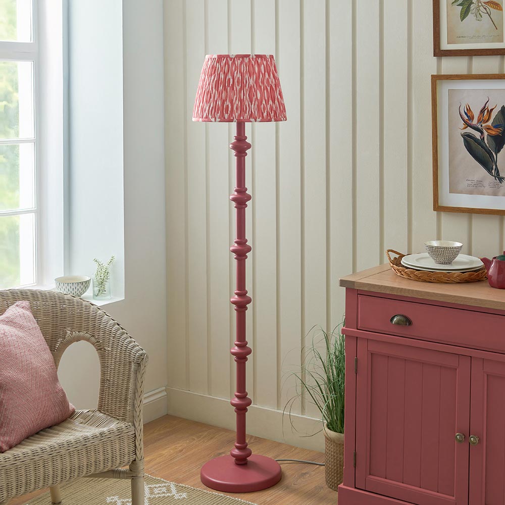 Wooden Pink Carnaby & Ikat 35cm Coral pink shade - Comet Lighting