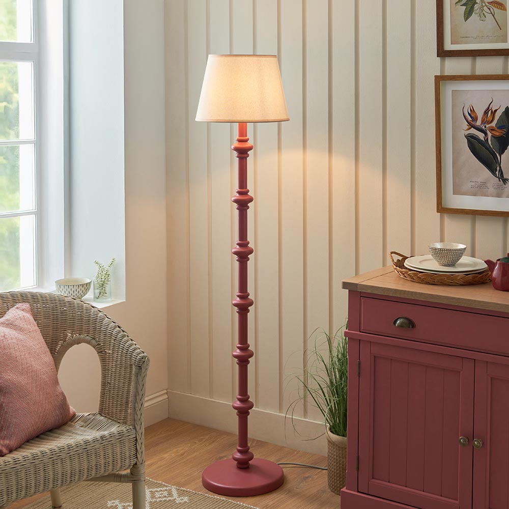 Wooden Pink Carnaby & Ivy 35cm Vintage white shade - Comet Lighting