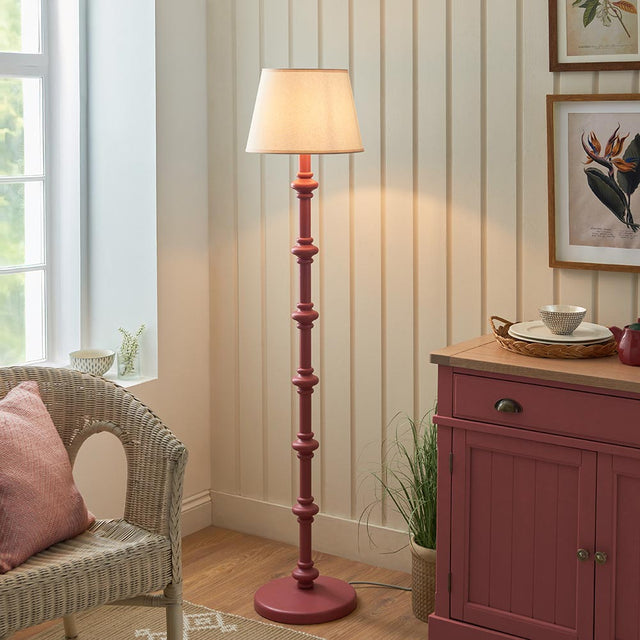 Wooden Pink Carnaby & Ivy 35cm Vintage white shade - Comet Lighting