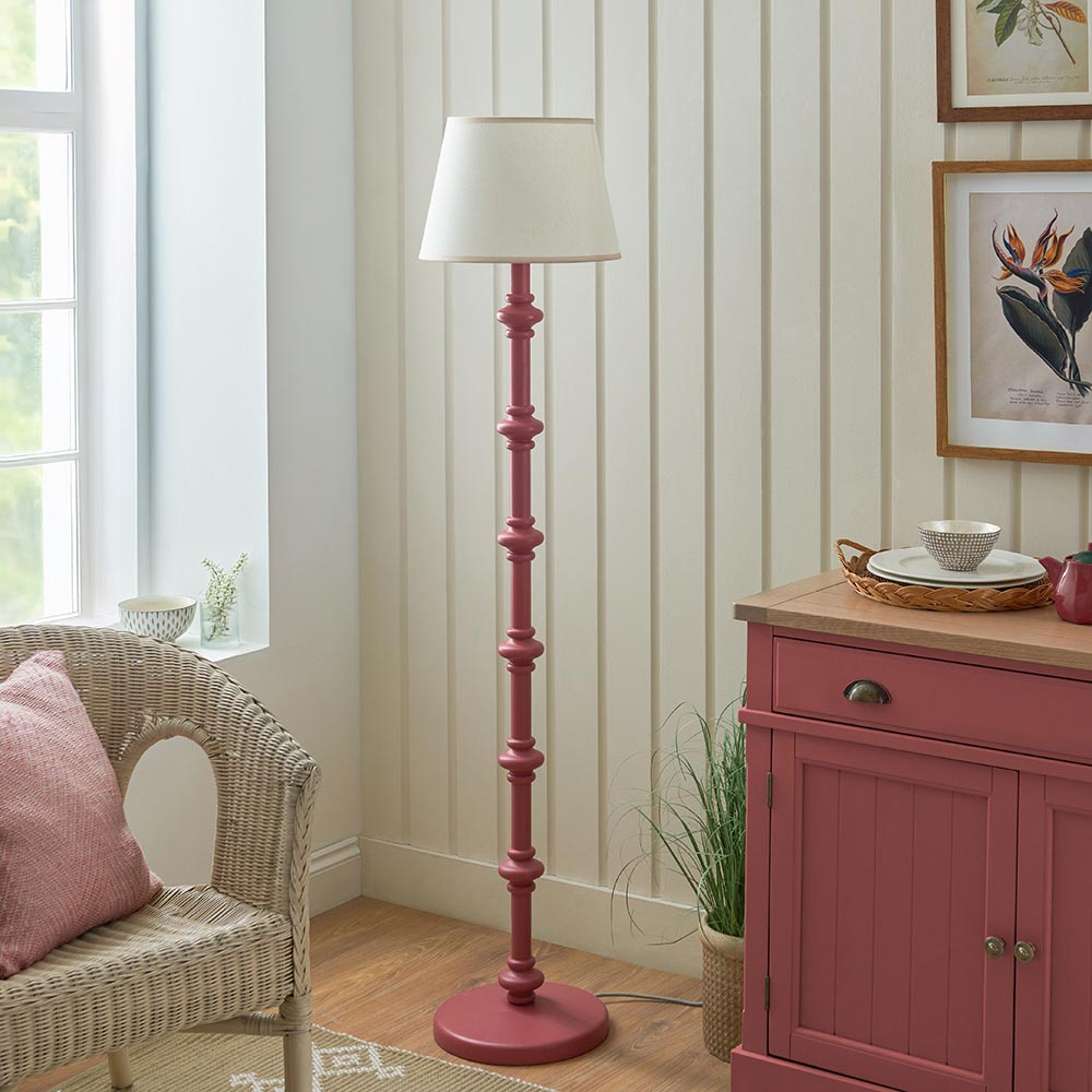 Wooden Pink Carnaby & Ivy 35cm Vintage white shade - Comet Lighting