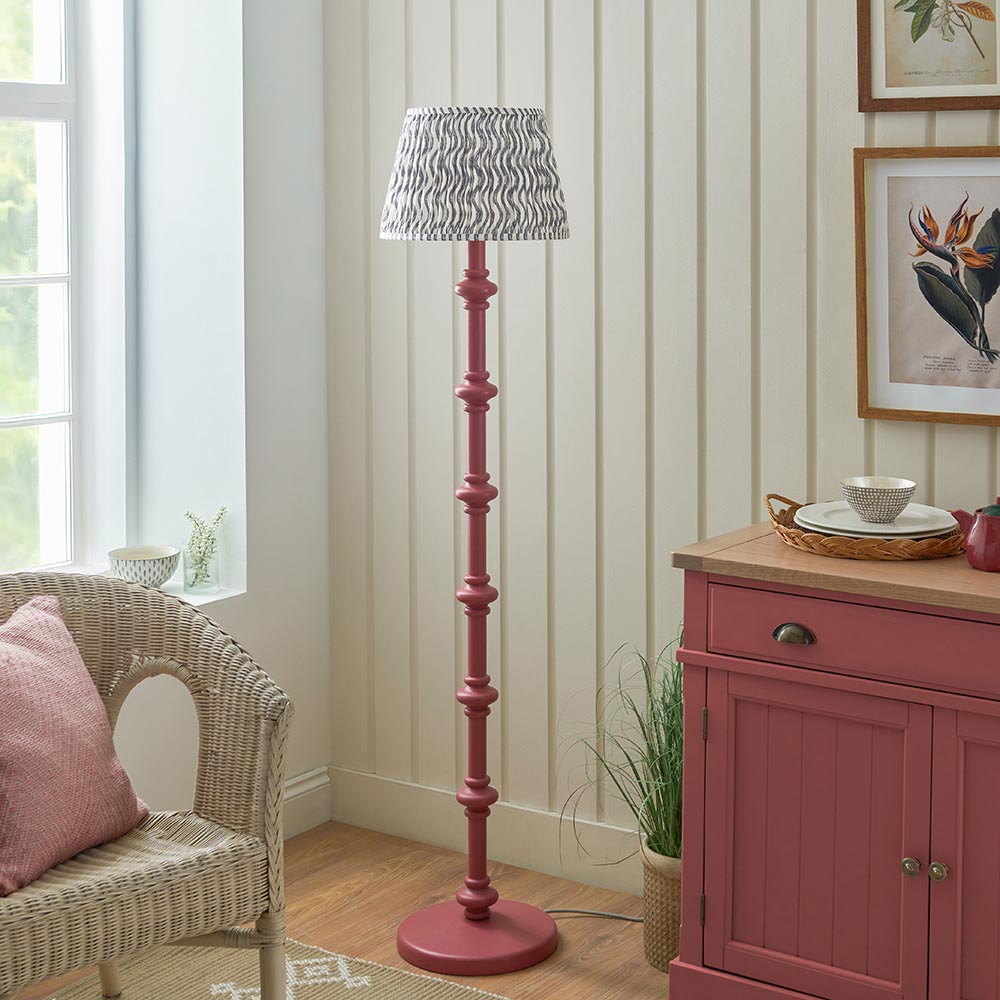 Wooden Pink Carnaby & Ripple 35cm Pearl grey shade - Comet Lighting