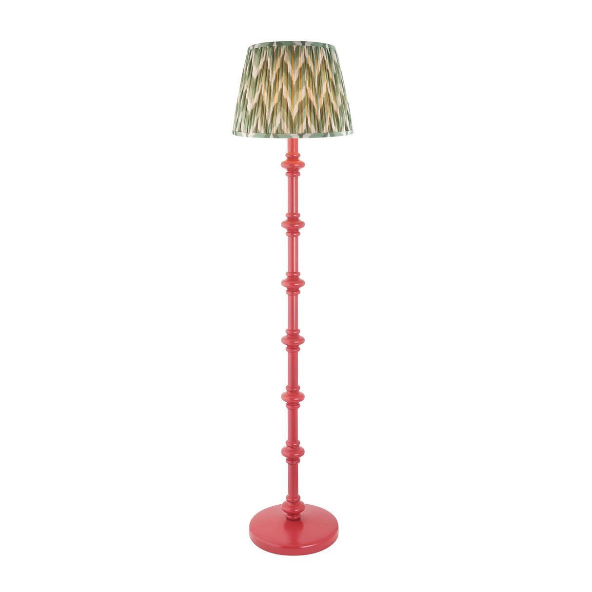 Wooden Pink Carnaby & Zigzag 35cm Cotswold green shade - Comet Lighting