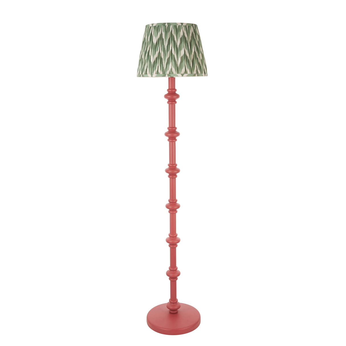Wooden Pink Carnaby & Zigzag 35cm Cotswold green shade - Comet Lighting