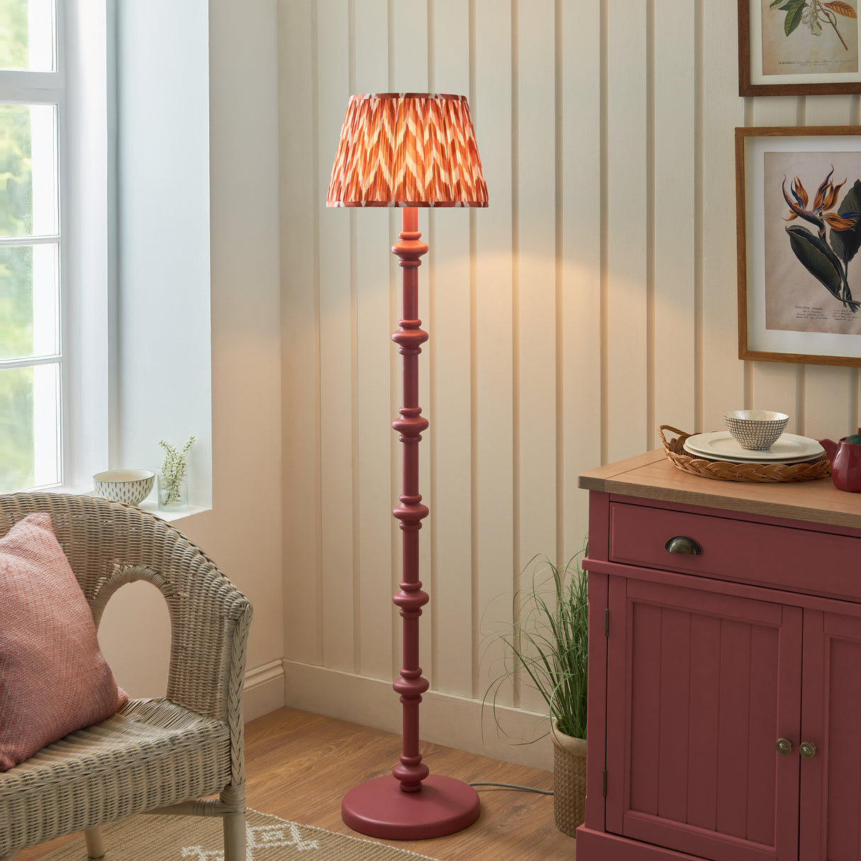 Wooden Pink Carnaby & Zigzag 35cm Apricot orange shade - Comet Lighting