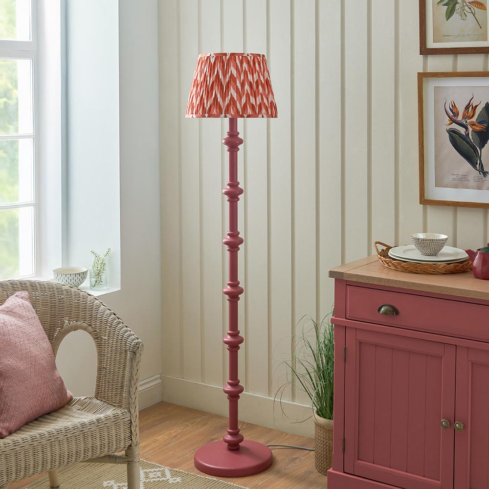 Wooden Pink Carnaby & Zigzag 35cm Apricot orange shade - Comet Lighting