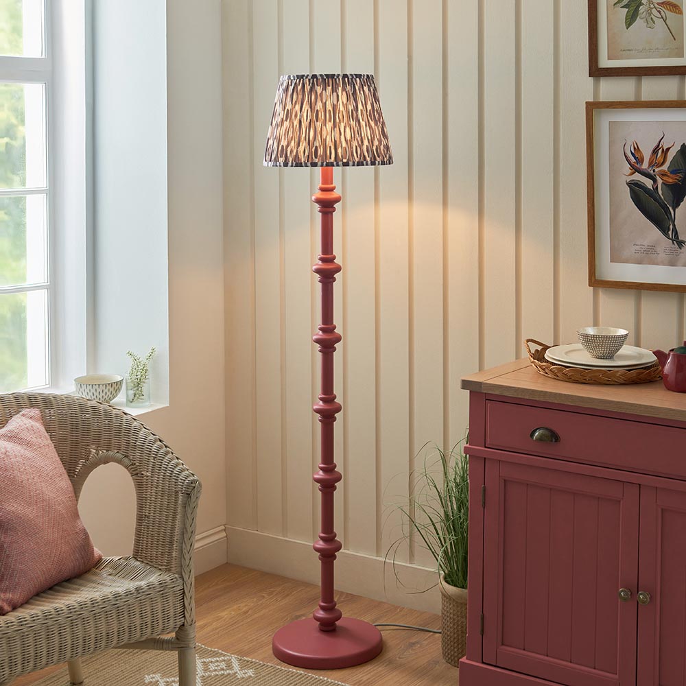 Wooden Pink Carnaby & Ikat 35cm Pearl grey shade - Comet Lighting