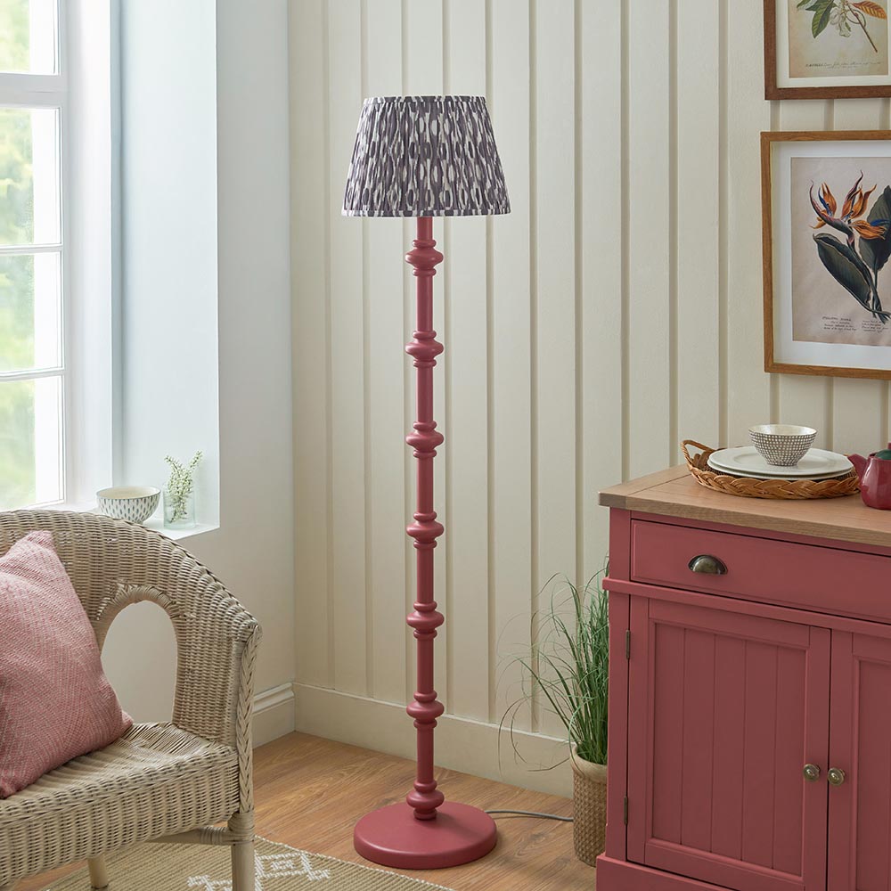 Wooden Pink Carnaby & Ikat 35cm Pearl grey shade - Comet Lighting