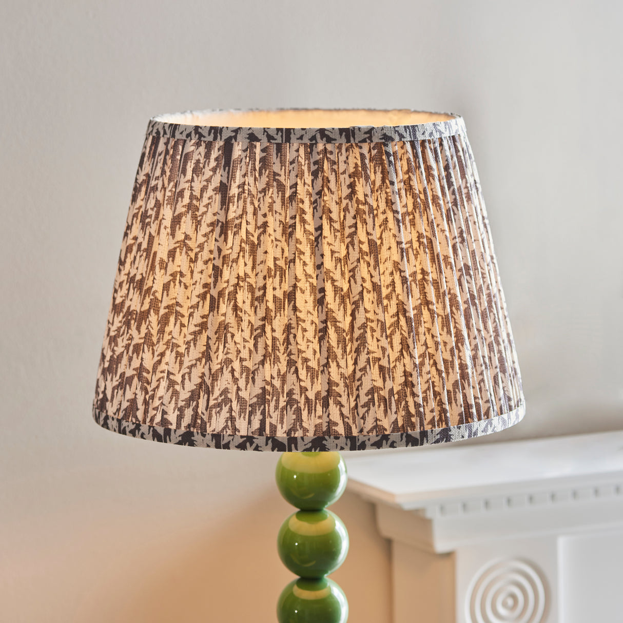 Gloss Green Higgledy & Leaf 35cm Pearl grey shade - Comet Lighting