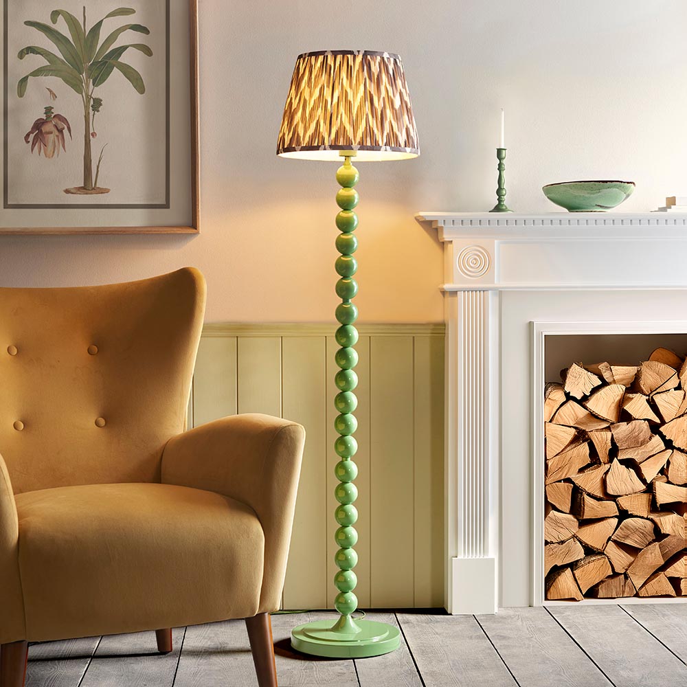 Gloss Green Higgledy & Zigzag 35cm Pearl grey shade - Comet Lighting