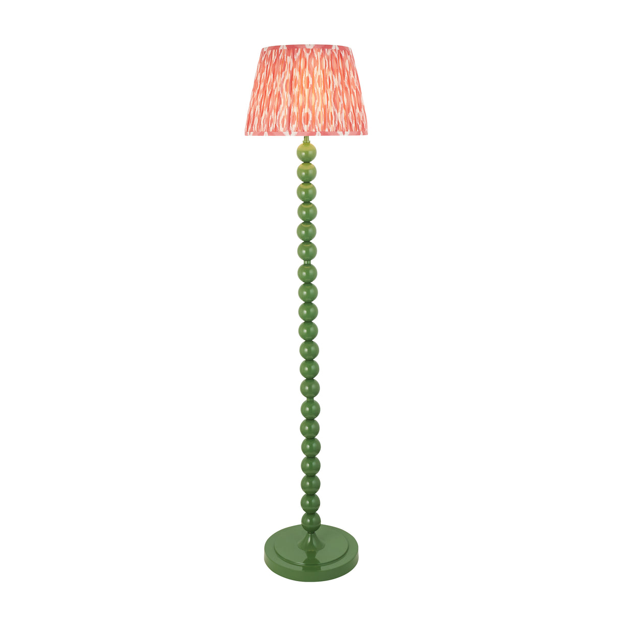 Gloss Green Higgledy & Ikat 35cm Coral pink shade - Comet Lighting