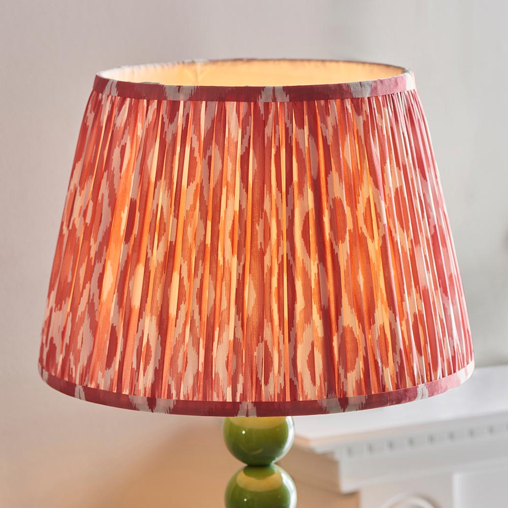 Gloss Green Higgledy & Ikat 35cm Coral pink shade - Comet Lighting