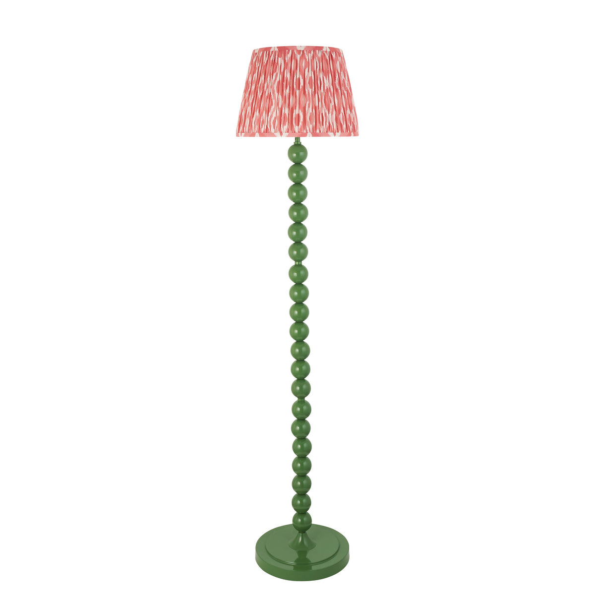 Gloss Green Higgledy & Ikat 35cm Coral pink shade - Comet Lighting