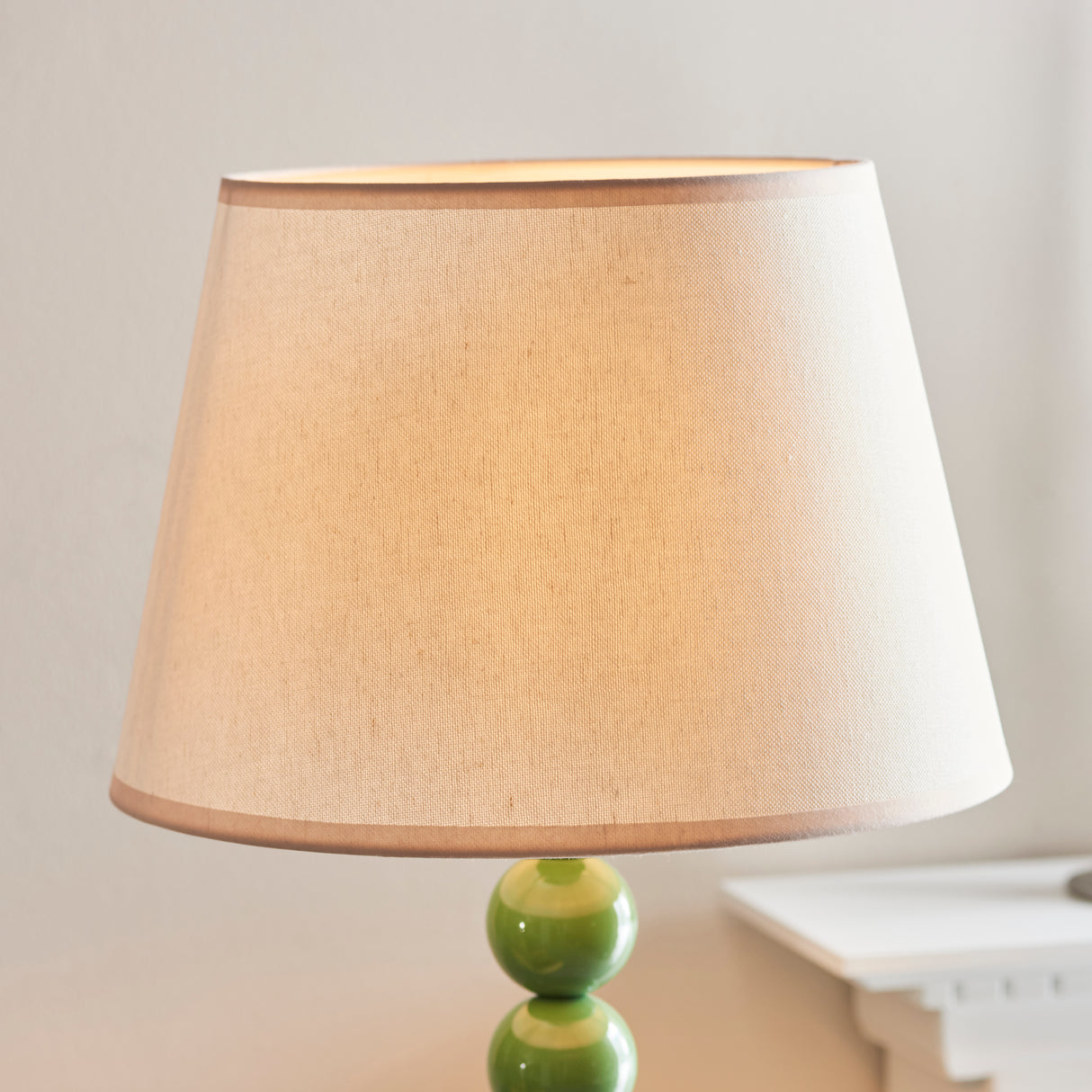 Gloss Green Higgledy & Ivy 35cm Vintage white shade - Comet Lighting